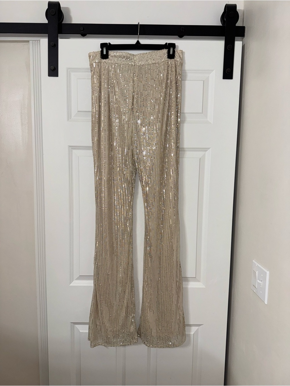 Nasty Gal Cream Sequin Pants